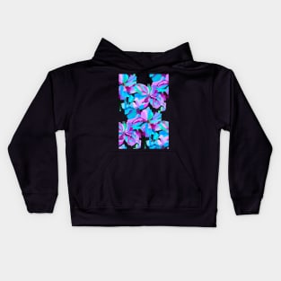 Artdeco Popies in Aqua Blue and Fuschia Kids Hoodie